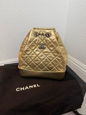 Chanel Metallic Gold Leather Small Gabrielle Backpack
